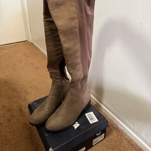 Fashion Nova Brown Tall Wedge Heeled Boots